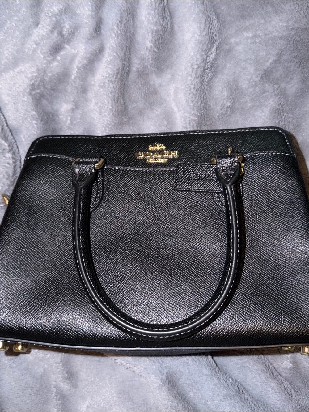 Coach Black Pebbled Leather Satchel with Gold Hardware